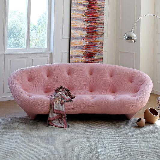 Curved fabric sofa modern simple small apartment living room home three-seat shell sofa