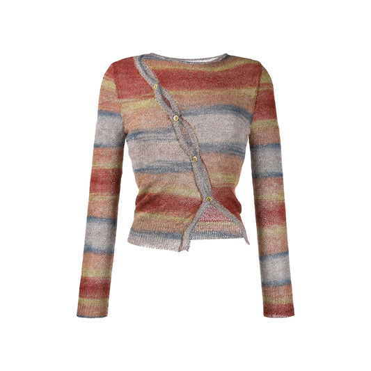 Asymmetric vintage contrast sweater