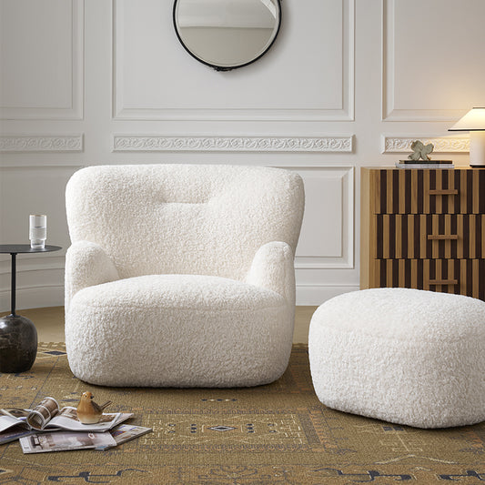 Big White Bear Leisure Chair Lamb Velvet French Cream Style Single Sofa Chair Living Room Bedroom Leisure Sofa