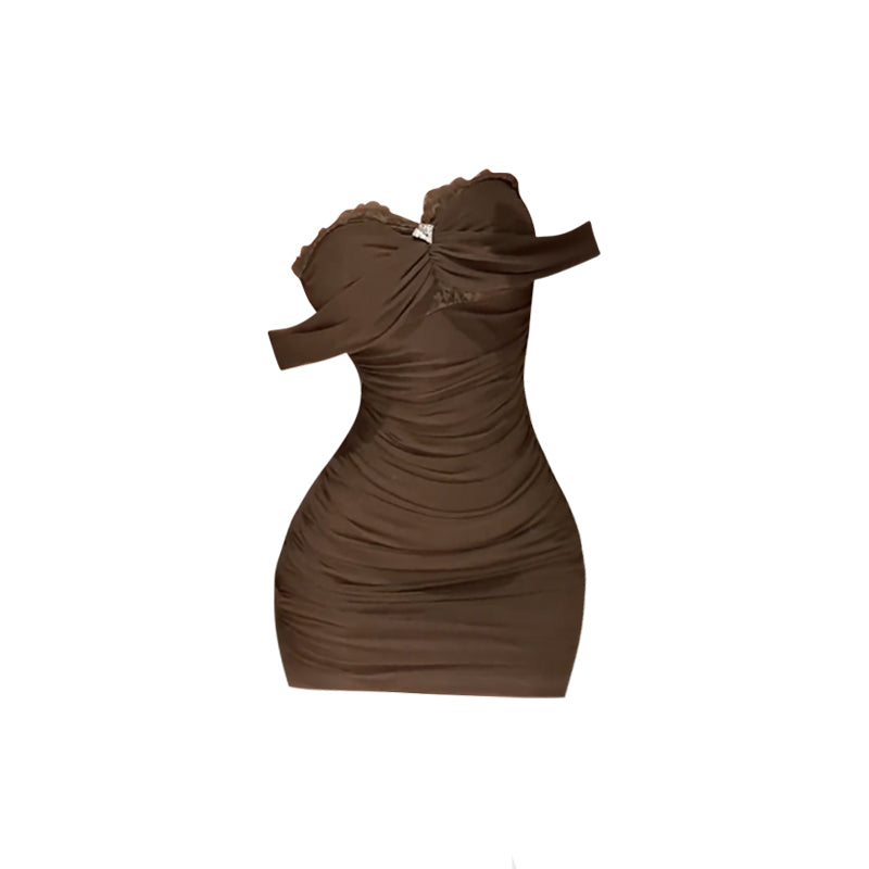 Lace panel tube top dress