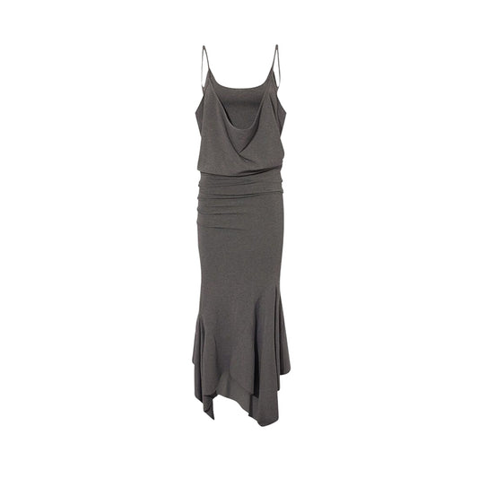 Sling dress with swing neckline