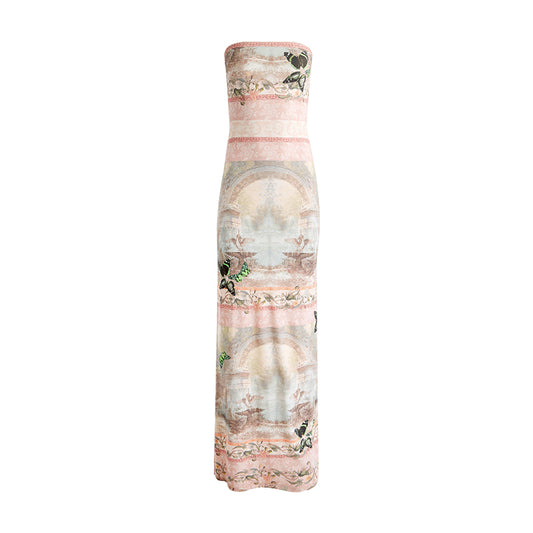 Printed tube top dress