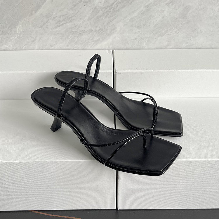 Square-toe thong sandals