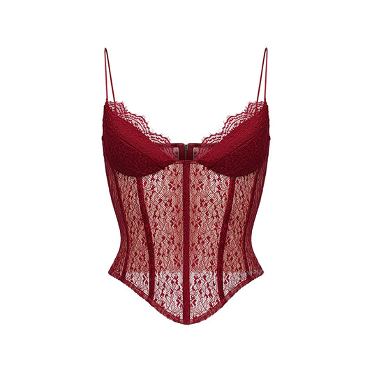 Red lace camisole