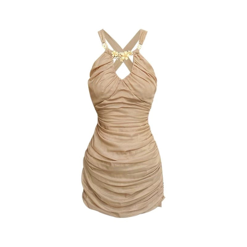 Pleated mesh dress