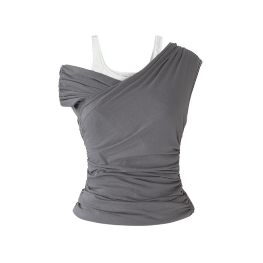 Fake two-piece suspender top splicing design