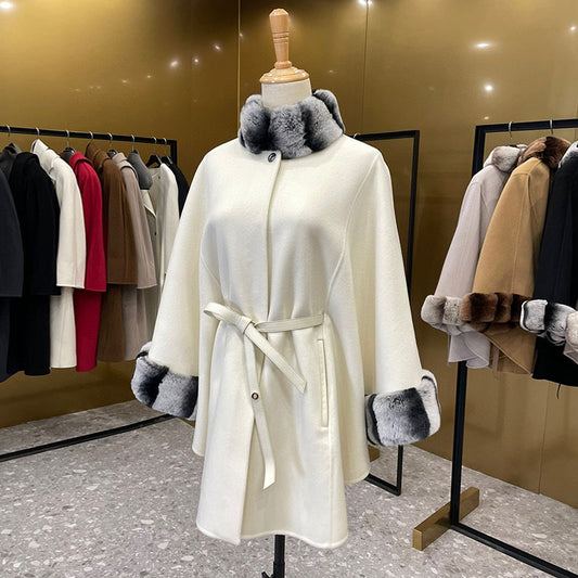 Double-faced cashmere cape coat