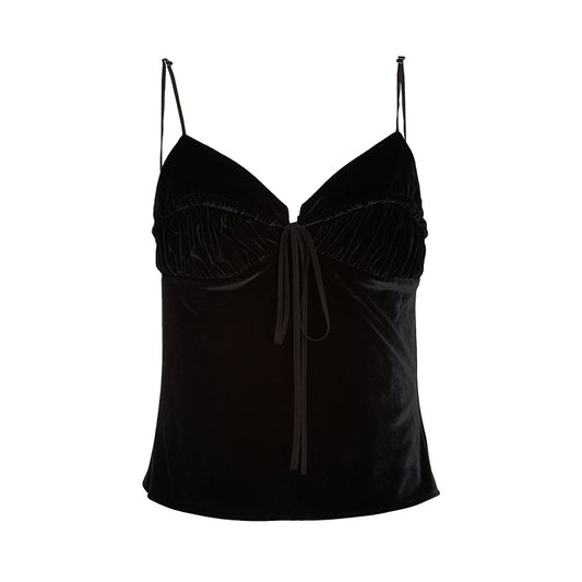 Black velvet short camisole