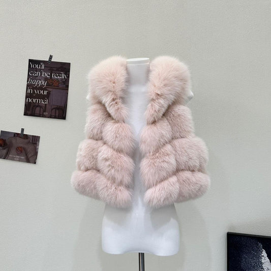 Fox fur hooded vest
