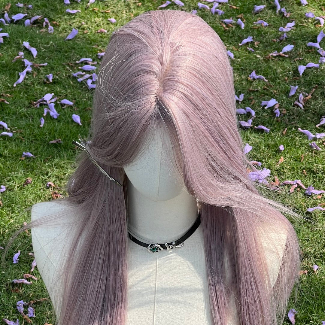 Gray purple bangs wig