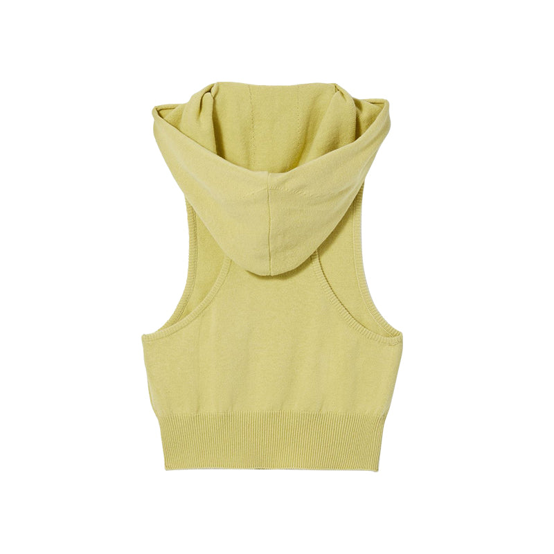 Hooded knitted vest short
