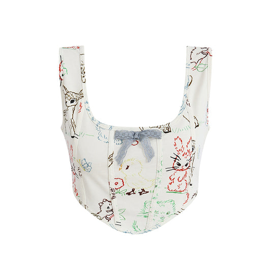 Short printed camisole with sweet and spicy style