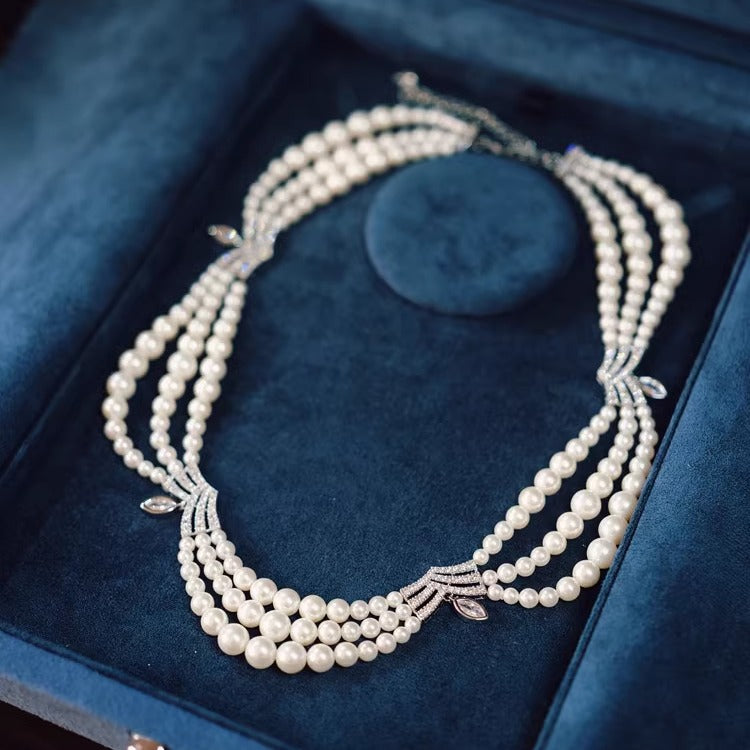 Layered Pearl Necklace Bridal Dress Accessories