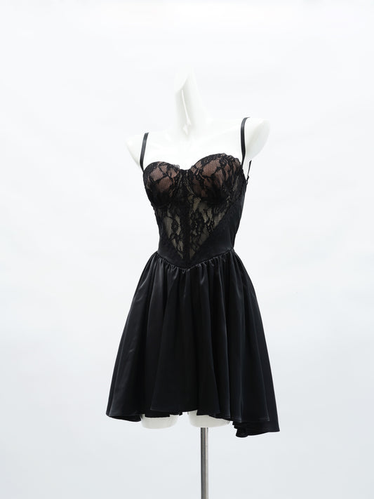Lace tube top mini dress