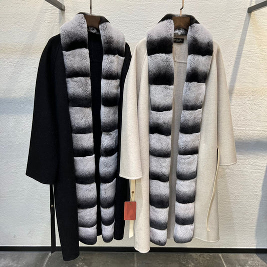 Rex rabbit fur placket wool fur coat