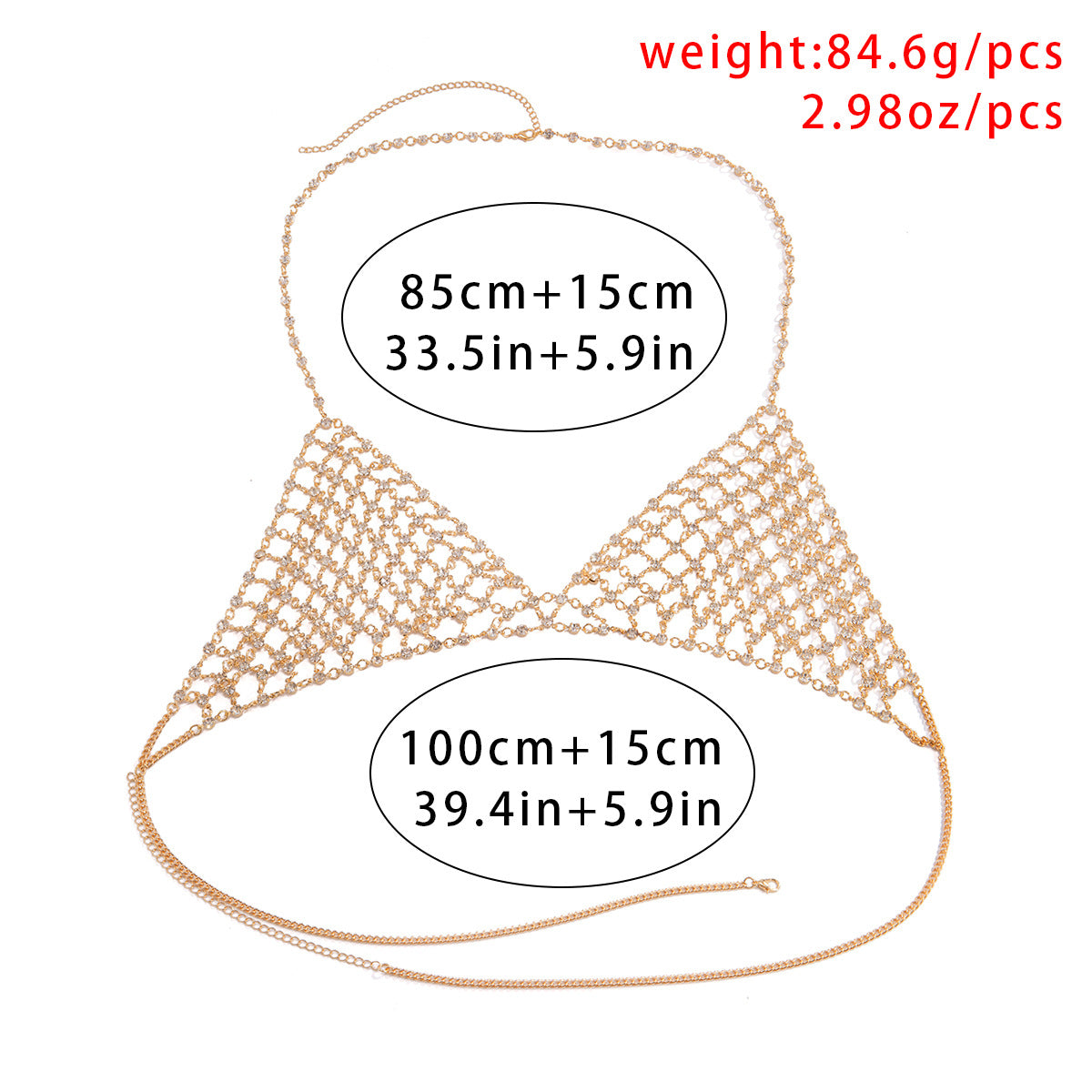Handmade mesh rhinestone hollow sexy chest chain