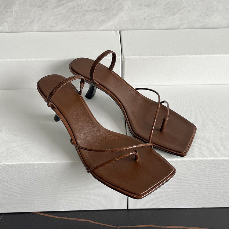 Square-toe thong sandals
