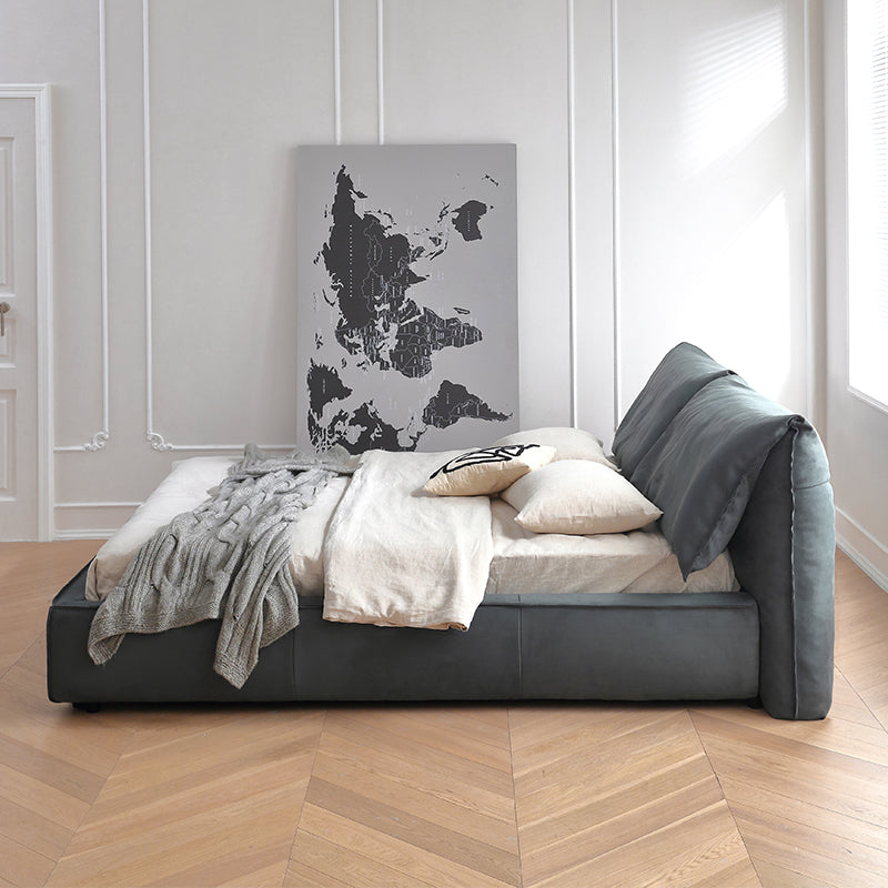 Elephant ears light luxury floor-to-ceiling bed master bedroom Italian retro double fabric bed