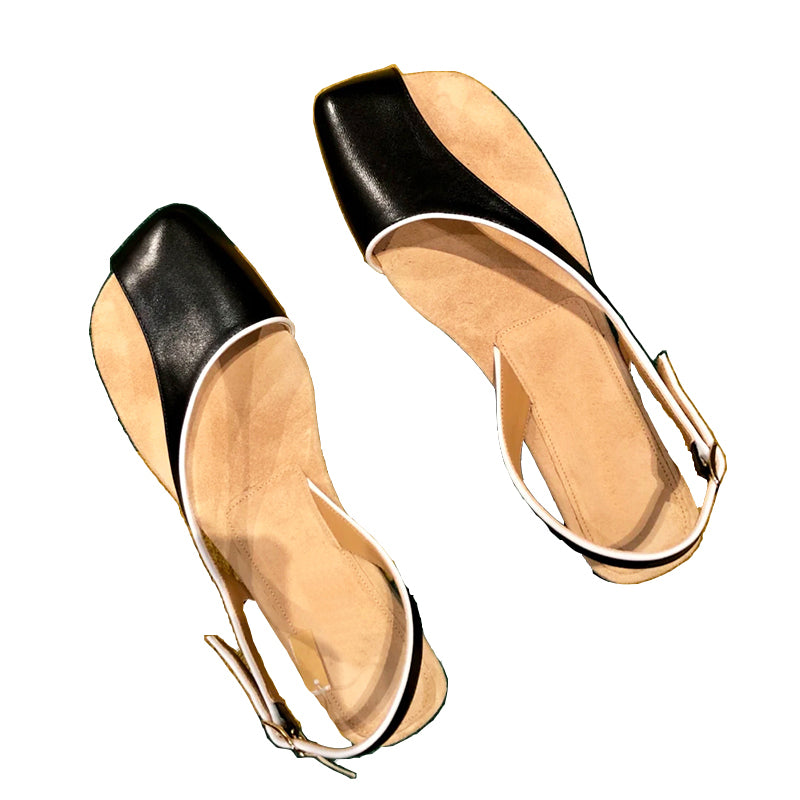 Retro small square toe thick heel sandals