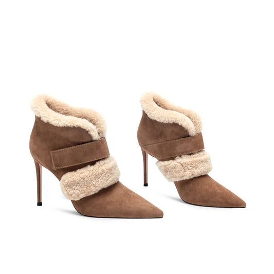Wool fleece high heels