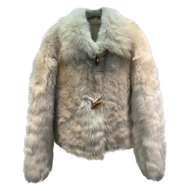 Spanish Tuscan sheepskin one-piece horn buckle short fur