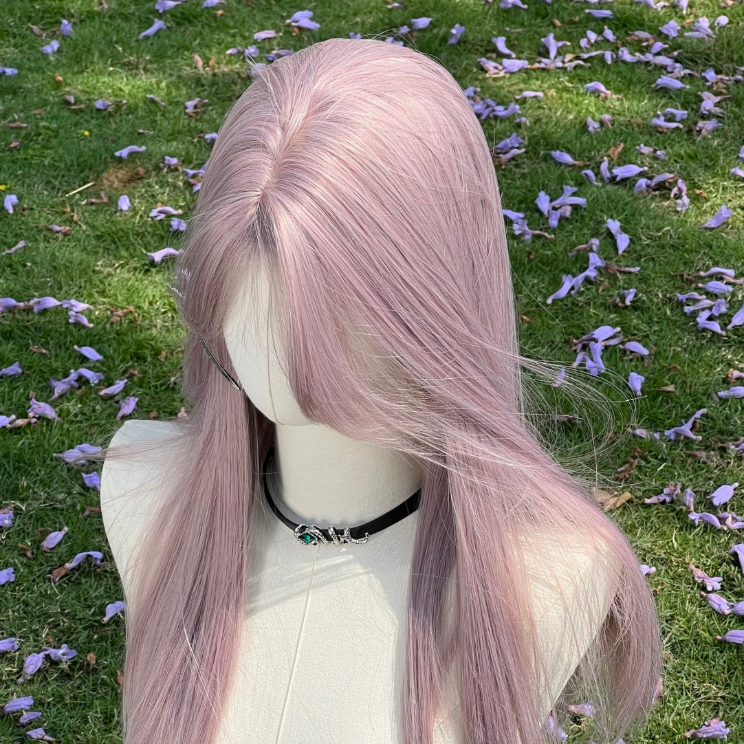 Gray purple bangs wig