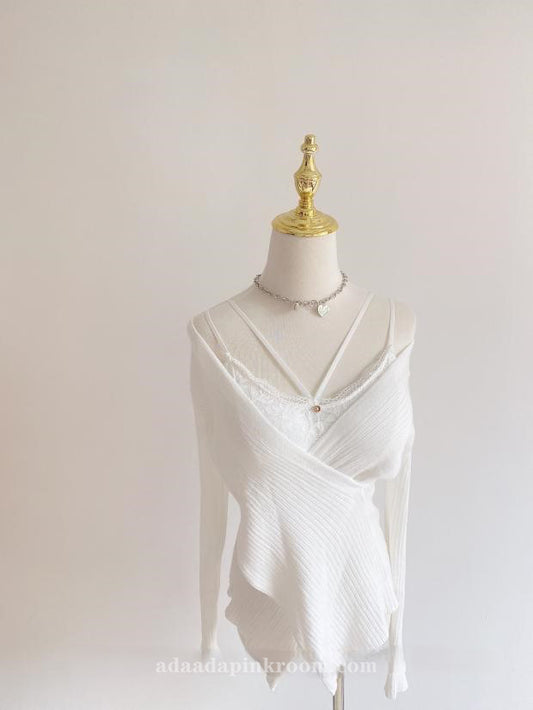 Lrregular oblique collar lace tube top sweater