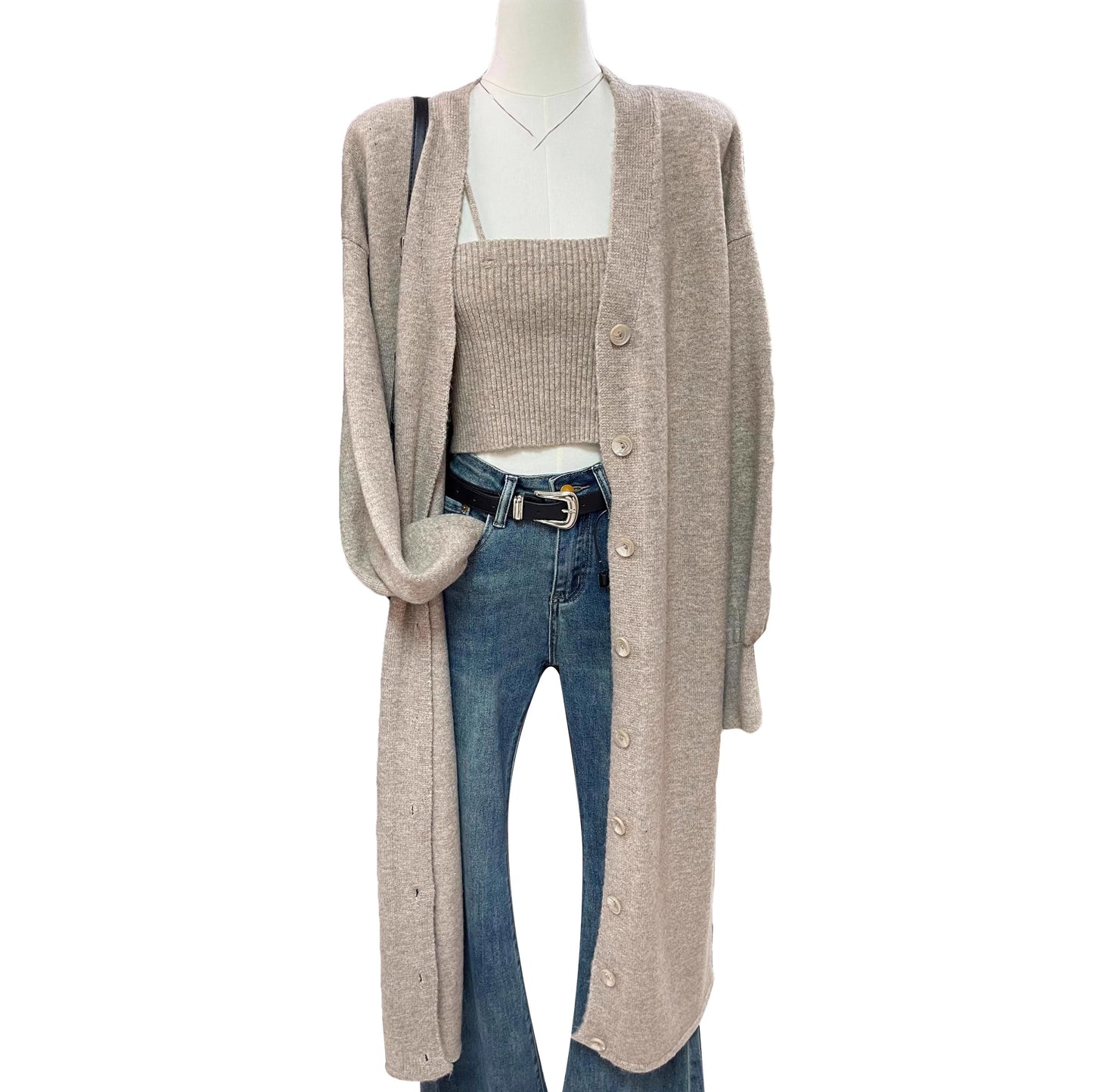 Camisole + long sweater two-piece set