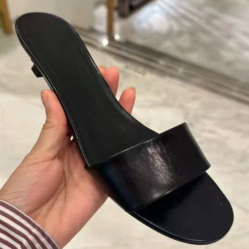 Casual simple cat heel slippers