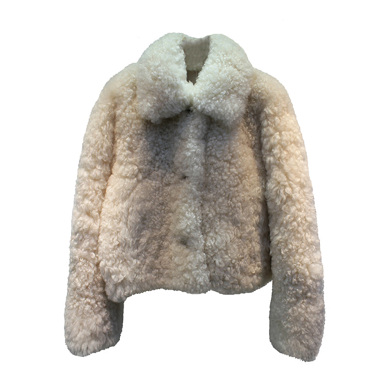 Lcelandic imported sheepskin all-in-one French style short fur coat