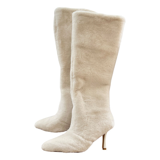 New autumn and winter beige fur boots high heel snow boots