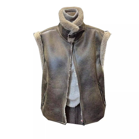 Thickened lamb fur sleeveless vest jacket