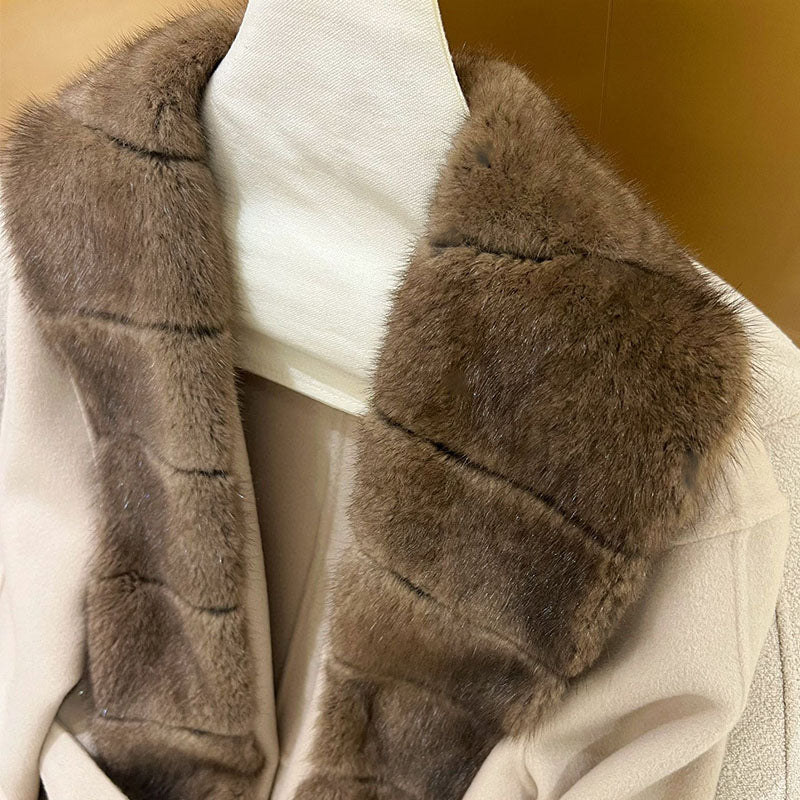Double-faced cashmere coat with mink fur collar