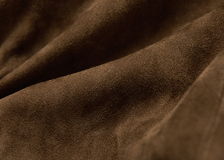 Matte shearling suede blazer/double skirt