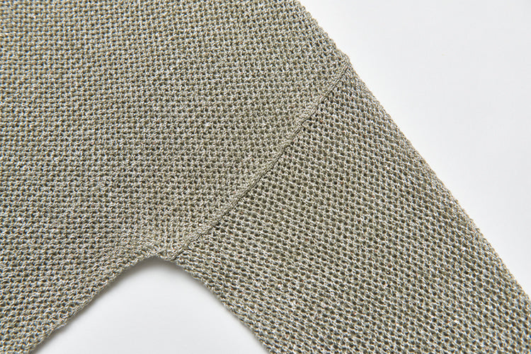 "Diamond Sequins" gold linen cashmere knitted cardigan/vest/suit