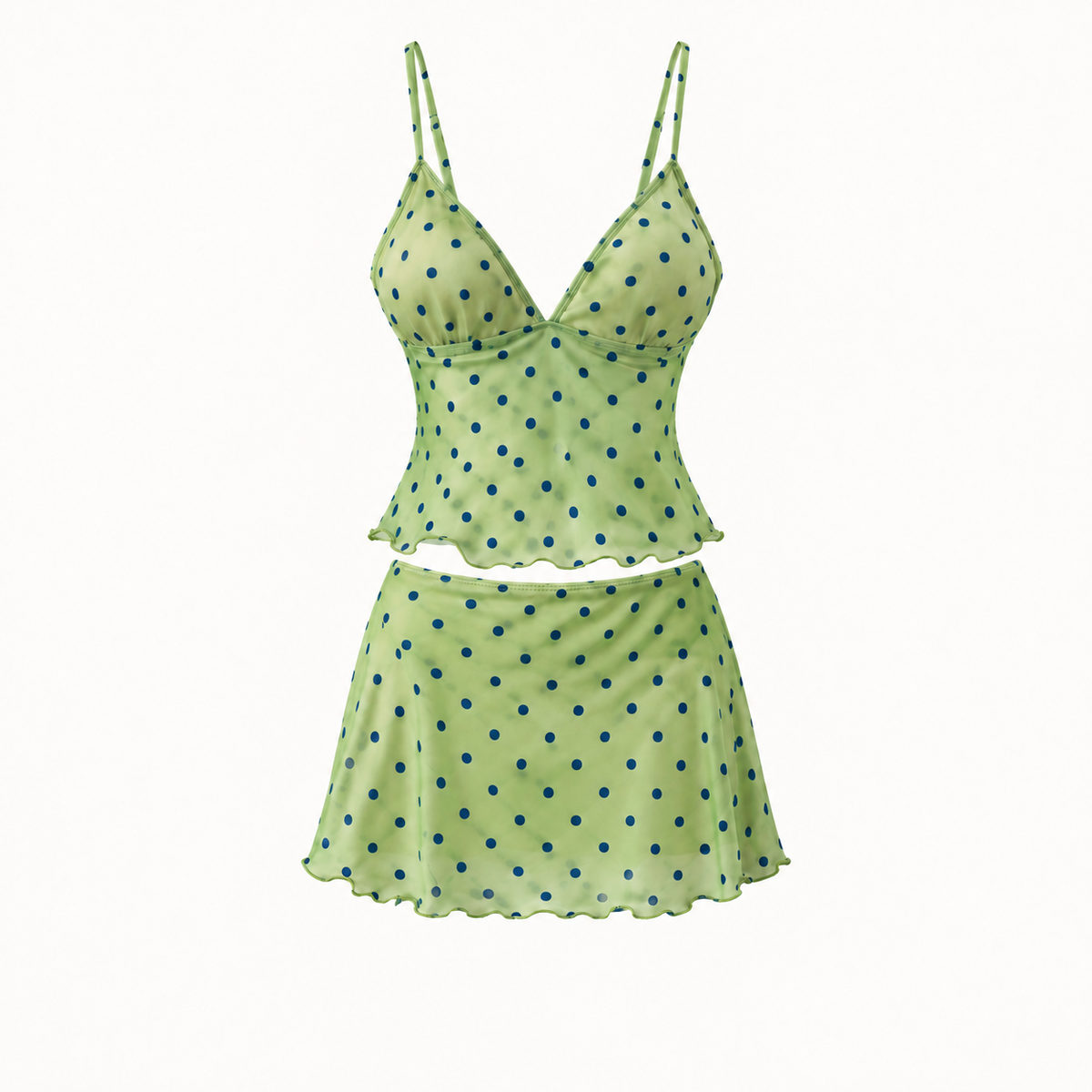Lime Polka Dot Tankini Set