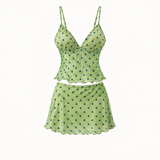 Lime Polka Dot Tankini Set