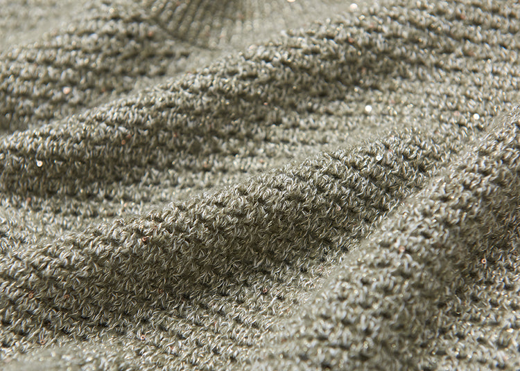 "Diamond Sequins" gold linen cashmere knitted cardigan/vest/suit