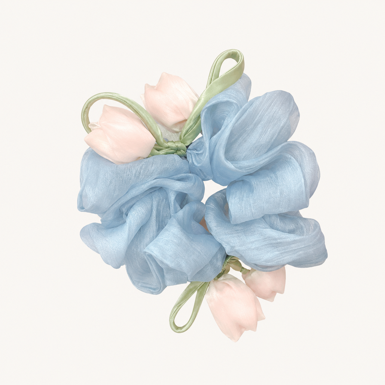 SWEET DREAMS FLORAL SCRUNCHIE IN BLUEBELL SKY