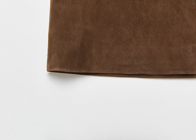 Matte shearling suede blazer/double skirt