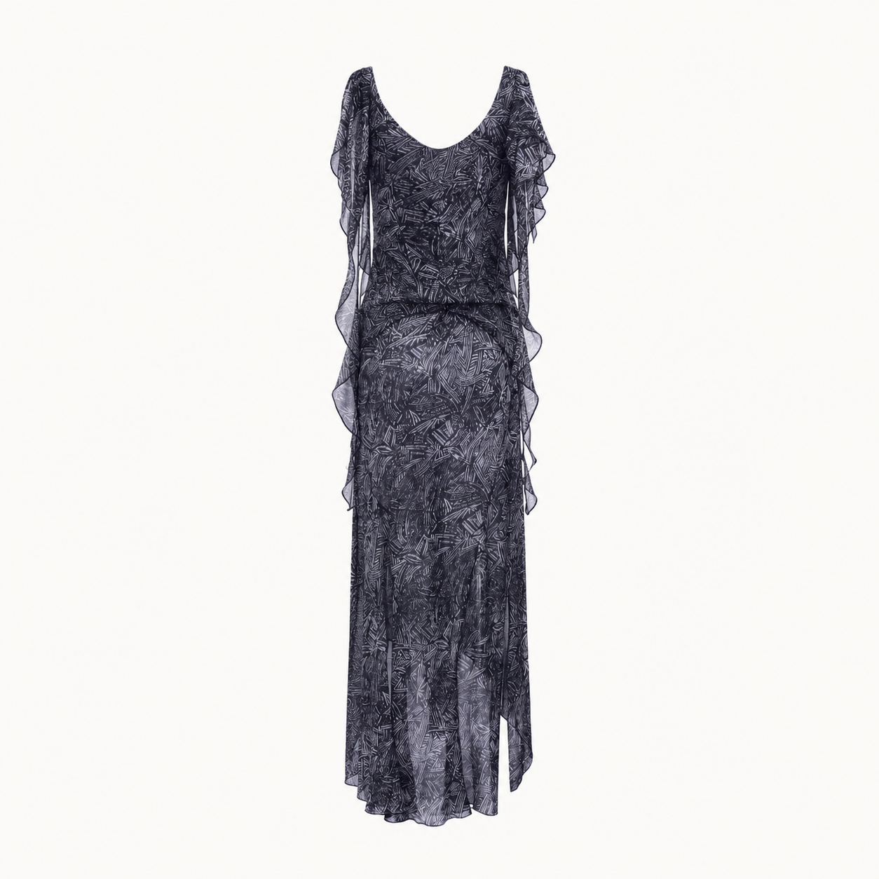 Midnight Ruffle Print Dress