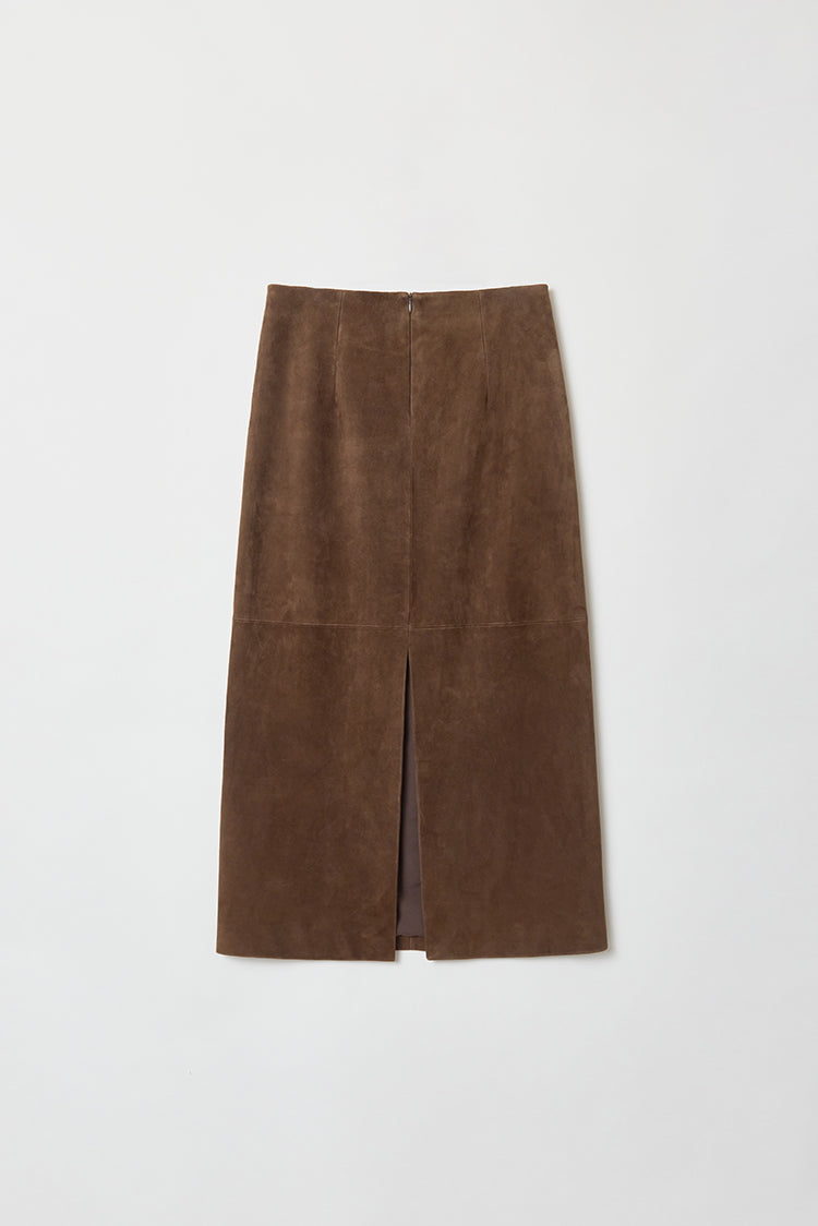Matte shearling suede blazer/double skirt