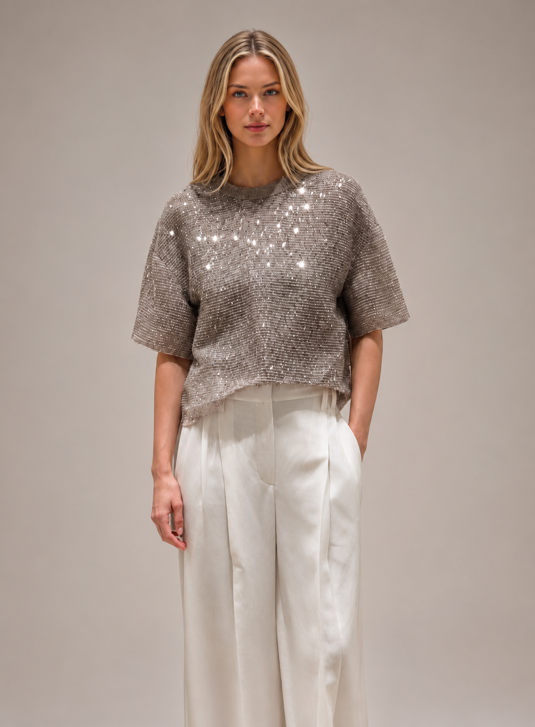 Sequinned Knit Top