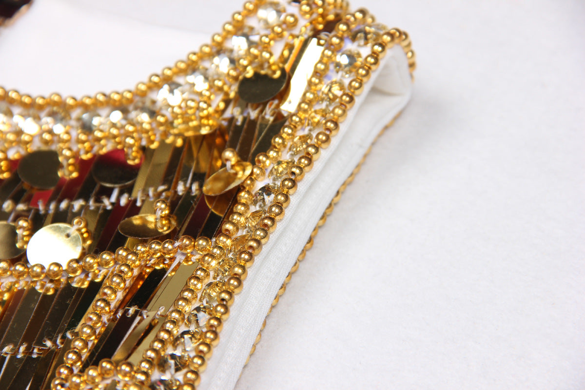 Light luxury handmade beaded dress for ladies, hip-hugging short skirt