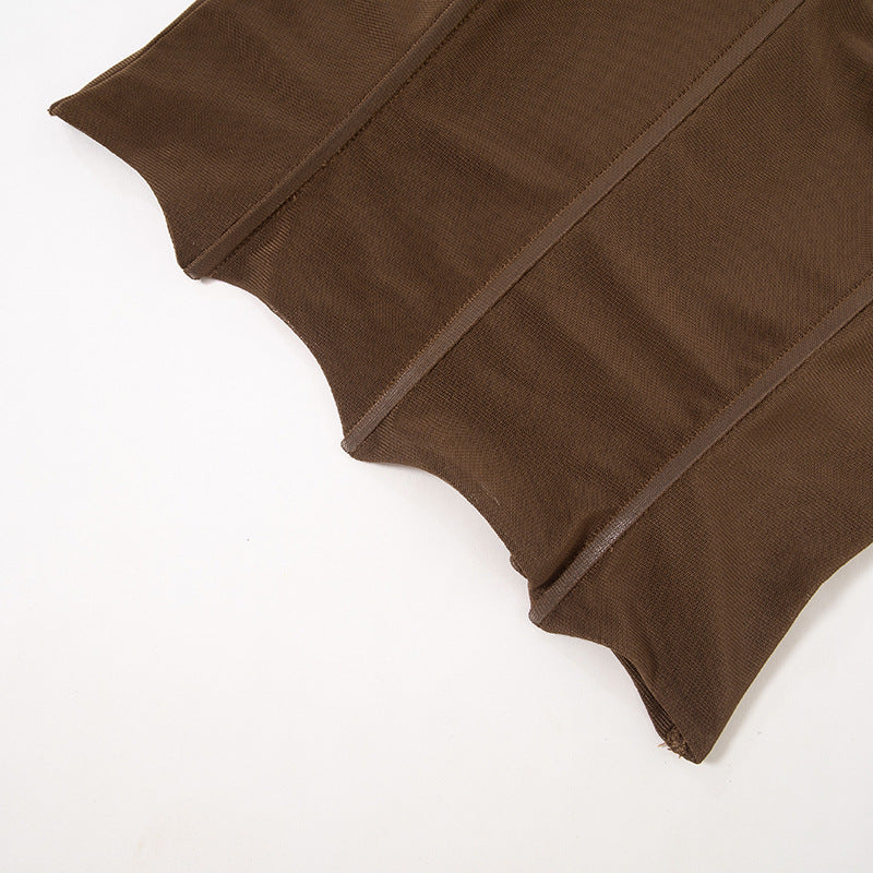 American style herringbone mesh long sleeves