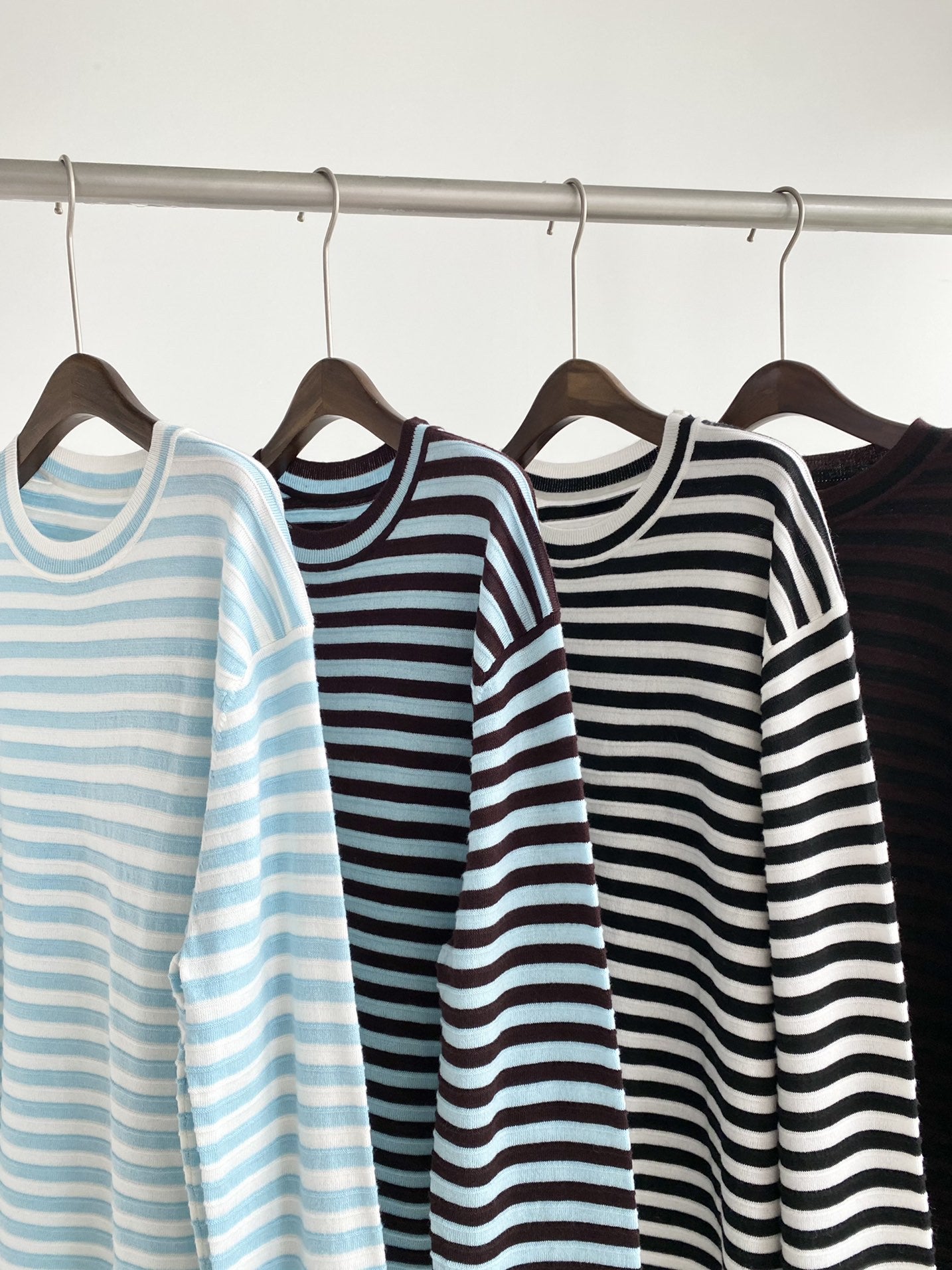 Striped Wool Long Sleeve Cardigan Sweater
