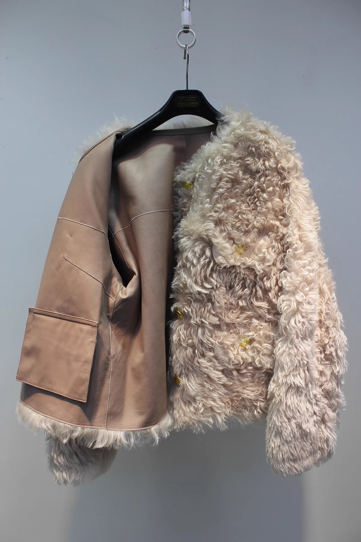 Lmported Mosna sheep fur all-in-one simple and fashionable curly fur coat
