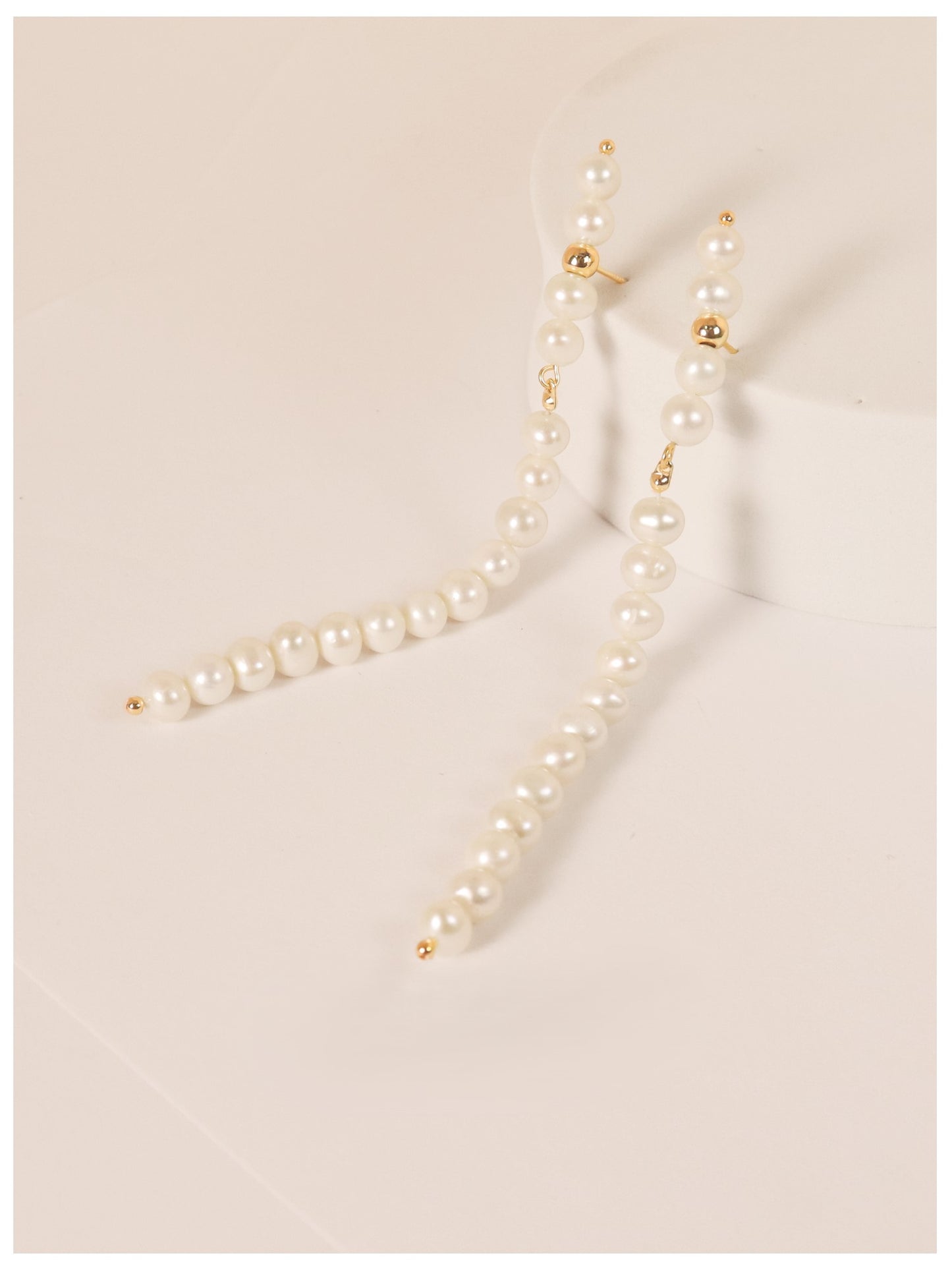 Women's natural pearl long pendant earrings