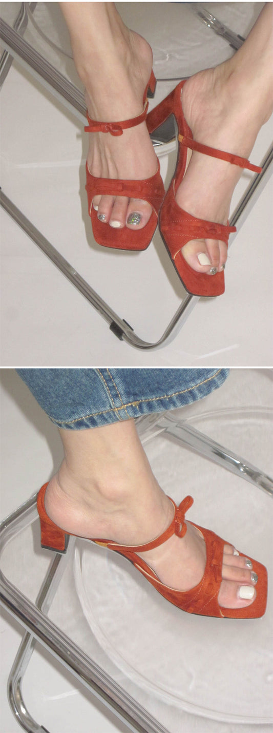 High heel bow sandals