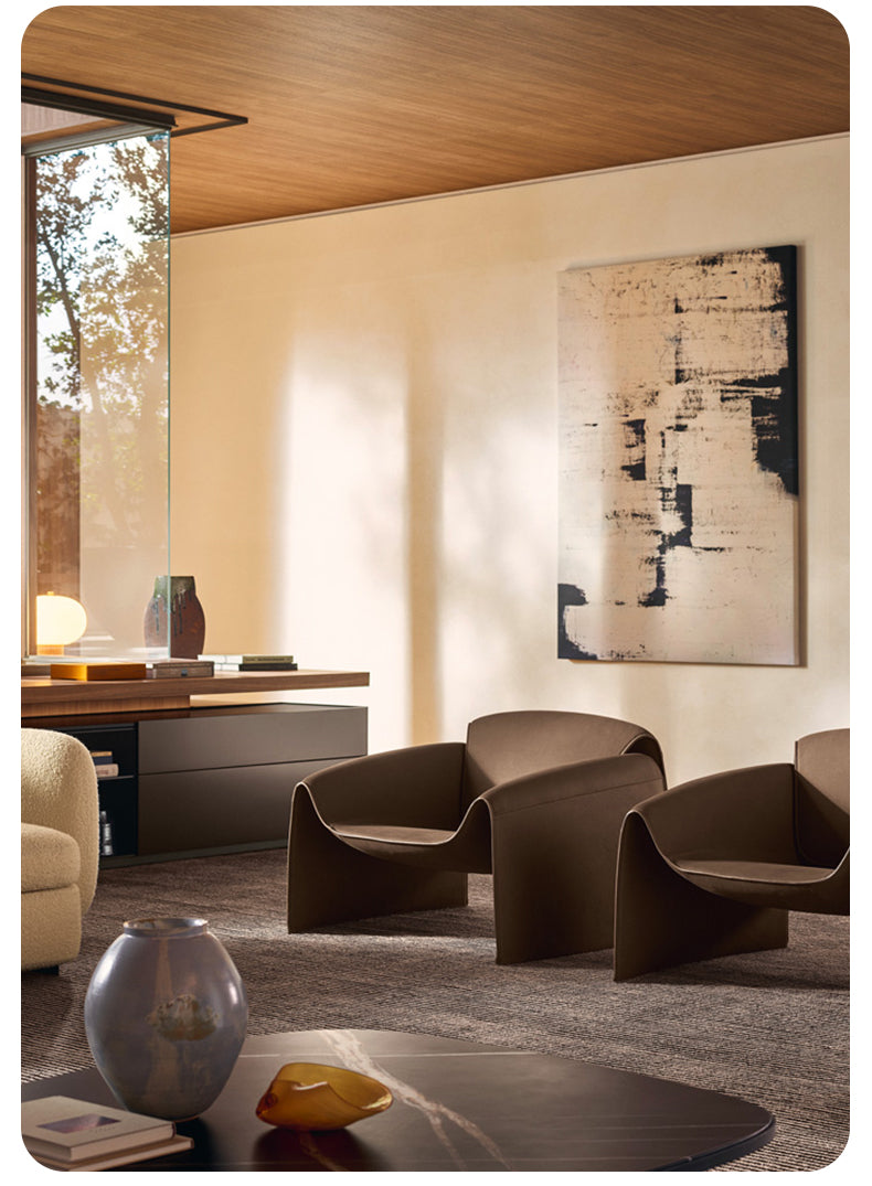 Single sofa full leather Italian minimalist living room LE CLUB crab armrest leisure chair lounge chair